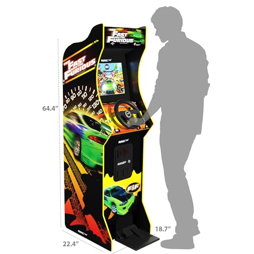 ARCADE1UP The Fast & The Furious Deluxe Arcade Game for Your Home, with 5-Foot-Tall Stand-up Cabinet, 2 Classic Games, and 17-inch LCD Screen
