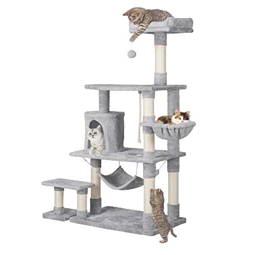 Yaheetech 62in Extra Large Cat Tree Condo with Sisal-Covered Scratching Post Plush Perch