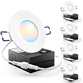 Sunco 3 Inch Recessed LED Lights, Ultra Thin Ceiling Lighting, 500 LM, 8W (50W Equivalent), Selectable CCT 2700K/3000K/4000K/5000K/6000K, Dimmable, Wafer Thin, Canless with Junction Box 4 Pack.