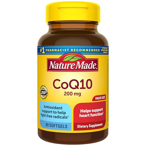 Nature Made CoQ10 200mg Softgels, Dietary Supplement for Heart Health Support, 80 Softgels, 80 Day Supply