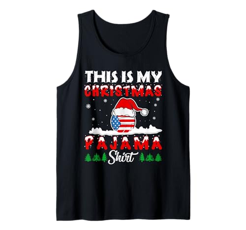 This Is My Christmas Pajama Volleyball America Flag Xmas Débardeur