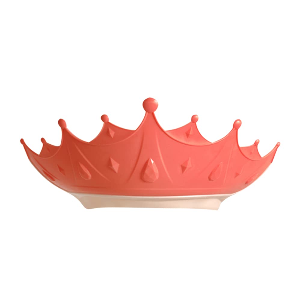 ISAKEN Baby Shampoo Cap Bath Hat, Adjustable Hair Washing Shield Eyes Ears Protection Cute Crown Shower Cap for Toddlers Infant Kids, Pink