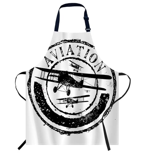 Airplane Black White Adjustable Bib Apron