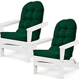 MQK Adirondack Chair Cushions Set of 2, Waterproof Outdoor Seat Cushions for Patio Furniture, Thick Outdoor High Back Replacement Pads for Porch Lawn Wicker Chair, Rocking Chair Cushion, Emerald Green