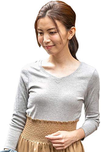[アスペルシオ] Vネック 8分丈 フライス Tシャツ レディース 8分袖 8分そで tシャツ ロングt ロンt ロングシャツ ティーシャツ ロングティーシャツ 丸首 vネック ラウンドネック クルーネック かわいい とろみ オーバーサイズ トップス ビッグシルエット ビッグ プルオーバー 普段着 シャツレディース レディースロング インナー glay 灰色 はいいろ グレー (M) 杢グレー（Amazon）
