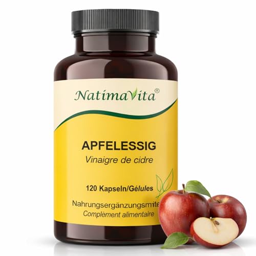 Apfelessig Kapseln hochdosiert - 120 Kapseln - Stoffwechsel und Entwässerung - natürliche 1000mg Apfelessig pro Tagesdosis - vegan - Apple cider vinegar