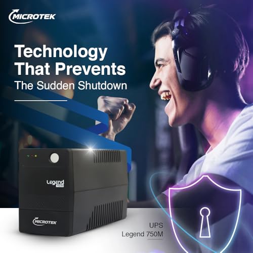 Image of Microtek Legend 750M Line Interactive UPS 650VA /360W | Microprocessor Based UPS for CCTV Camera, WiFi Router, Medical Equipment & Broadcast Studio | 2 Year Electronics Warranty + 1 Year Battery