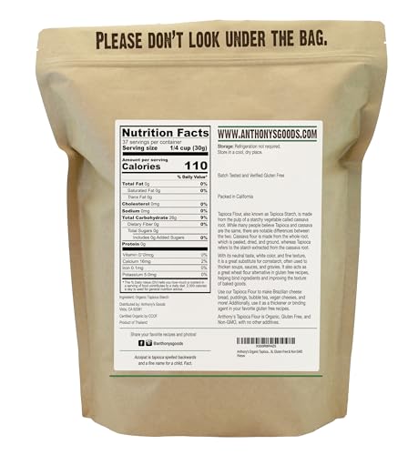 Anthony's Organic Tapioca Flour Starch, 2.5 lb, Gluten Free, Non GMO - Thumbnail 2