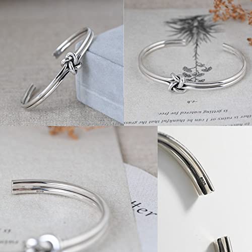 Women's Silver Bracelets Handmade Bracelets 925 Silver Bracelets Men's Bracelets, Simple Knotted Silver Wire Design, Bracelet Opening Size Adjustable, Bracelets Best Gift For Girlfriend Boyfriend #TOP4