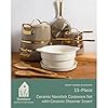 Bloomhouse - Two Time Oprah's Favorite Things Winner - 15 Piece Pots and Pans Heavy Duty Aluminum Premium PFA Free Ceramic Nonstick Dutch Oven Pot with Lid - Cappuccino Cream with Gold Handle #1
