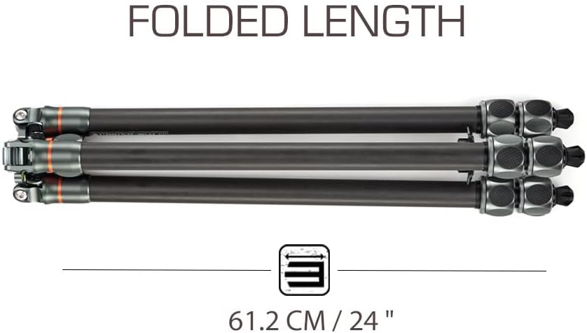 3 Legged Thing Pro Range 2.0 Winston 2.0 Carbon Fibre Tripod System - Adjustable Camera Tripod with 3 Counterfold Detachable Legs for Monopod Conversion - Metallic Slate Grey (WINSTONGREY2)