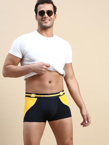 Image of KOFFY Pliable Cotton Modal Colorblocked Mini Trunk with Seamless Waistband