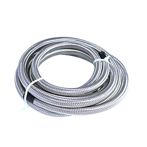 10 Ft 6AN Fuel Hose AN6 3/8" Universal Braided Stainless Steel CPE Oil Fuel Gas Line Hose - Thumbnail 2