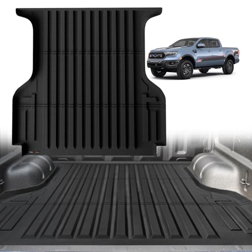 Image of TripleAliners Truck Mat Compatible with 2019-2023 Ford Ranger 5FT Accessories, Truck Bed Mat Heavy Duty Custom Fit All Weather Protection TPE Pickup Liner