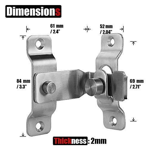 Jqk Flip Door Latch, 90 Degree Heavy Duty Stainless Steel Bar Gate Latches Safety Door Lock, Brushed Finish, Dl149-Bn #TOP1