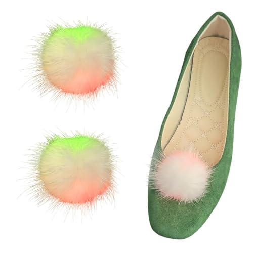 2 Stück Halloween Pom Pom Schuh-Clips Glitzer Weiß Flauschige Schuhclips Abnehmbare Schuhe Dekoration Clip für Cosplay Kostüm, Baumwolle, Kein Edelstein