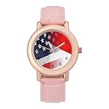 Orologio da polso da donna, con bandiera dell'Indonesia e degli Stati Uniti, facile da leggere, con cinturino in pelle, display analogico, meraviglioso regalo da donna