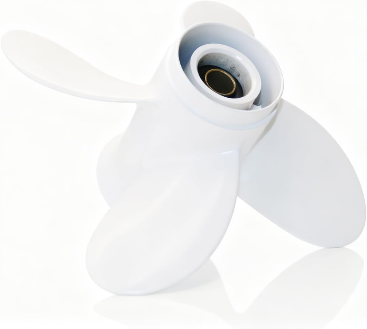 Outboard Prop 8 Tooth Spline 4 Blades Compatible with Yamaha Boat Engines 9.9HP F9.9 15HP F15 F15C F20, 2.50" Gearcase, White Aluminum Propeller, RH, Replace for Solas No.3113-093-09