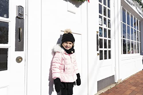 Funky Junque Kids Matching Neck Warmer Scarf Soft Fuzzy Cuff Gloves Mittens Ribbed Knit Pom Pom Beanie Bundle Boy Girl2