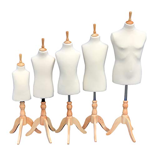 The Shopfitting Shop Mannequin de couturière pour enfants de 10 à 12 ans, avec trépied en bois de qualité supérieure