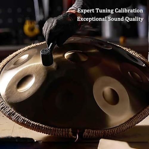 Tambur Handpan 22 Cale Profesjonalny Stal Nierdzewna，9/10/12 Nut D Moll，Strojenie 440Hz，Torba Stół & Palce，Występ Medytacja Joga(Silver,10)