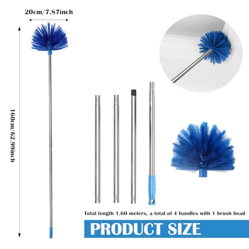 Image of Spider Web Brush with Extension Rod Splice Spider Web Brush High Ceiling Dusting for Indoor & Outdoor （Max 63 Inches）