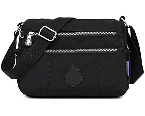 GFM® Bolso bandolera impermeable de nailon para mujer (S1-1217-kl-negro) Cover