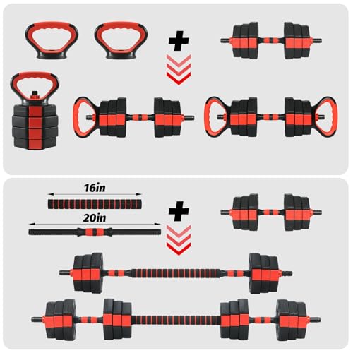 Adjustable Dumbbells, 44/66/88Lbs Free Weight Set with Connector, 4 In1 Weight Dumbbell Set Used As Kettlebells, Barbell, Push Up Stand, Fitness Exercise for Home Gym Suitable Men/Women - Image 3
