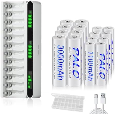 Visión nocturna 7 Pack of 16 AA 3000mAh and AAA 1100mAh Rechargeable Batteries with...