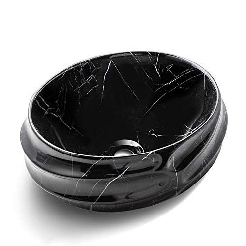 Vasque à poser en marbre noir pour cabine de toilette et meuble de salle de bain