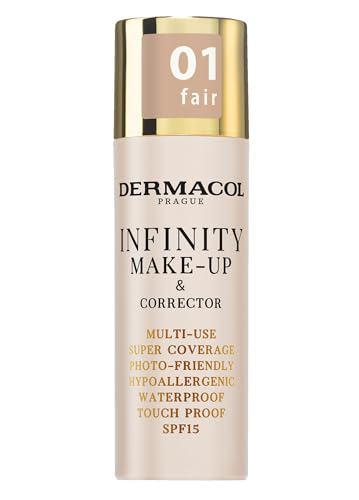 Dermacol Infinity make-up e correttore, Multi-uso, Super copertura, Photo-friendly, Ipoallergenico, Impermeabile, Touch proof, Non occlude, SPF 15, no. 1