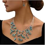 Colliers en couches pour femmes Robes Boho pour femmes Collier en cristal Boucles d'oreilles Bijoux Set Statement Déguisement de Strass pour femmes Trendy