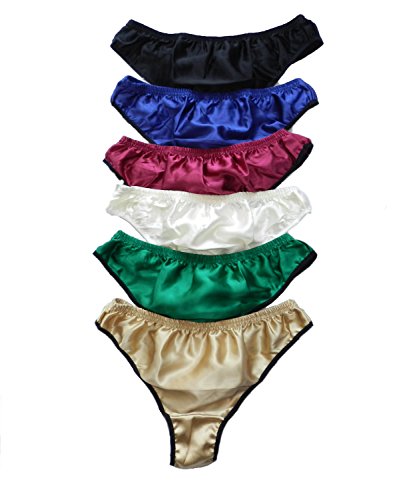 Qianya Men's Silk Underwear Thong Briefs 100% Pure Silk 6 Pairs in One Economic Pack (XXL)