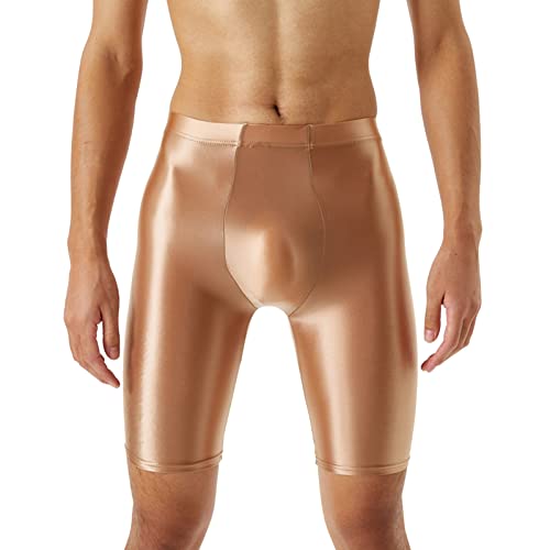 Cexiakong Herren Glänzende Leggings Strumpfhose Laufhosen Sportleggings Atmungsaktiv Funktionsunterhose Tights Shorts Kurz Hose Kompressionshose Badeshorts Fitness Sexy Kurz Sporthose