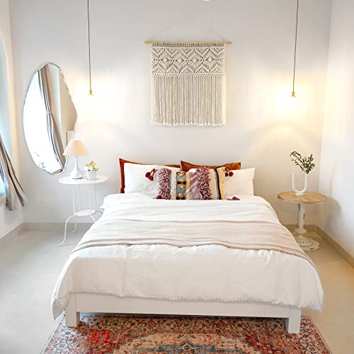 Mkono Large Macrame Wall Hanging Boho Decor Tapestry Wall Art Headboard Woven Decoration For Living Room Bedroom Dorm Background, Ideal Gift, (Including Hanging Rod), 31" W X 33" H #TOP2