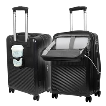 GMTA Mala de Viagem de Bordo 10Kg Expansível Rígida Padrão ANAC com 4 Rodas duplas 360° Cadeado Anti Furto Compartimento Exclusivo para Notebook Saída USB para carregamento de Celular (Preta)