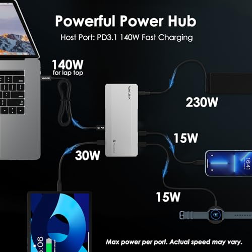 WAVLINK Intel EVO Certified Thunderbolt 5 Dock, 120Gbps, 140W PD, 8K | Thunderbolt 5 Docking Station hub TB5 Dock 8K Display 140W Max Charging 4X USB-A 3.2 TBT 5/4 Laptops laptop cooling system - Image 7