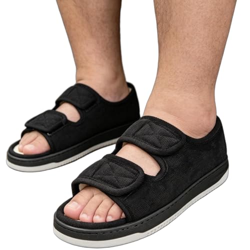Image of Diabetic Swollen Sandals for Men Women Wide Width Edema Adjustable Extra Wide Open Toe Diabetic Slippers for Swollen Feet Arthritis Elderly Swelling Neuropathy Lymphedema Surgery Recovery Footwear