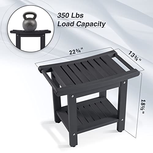 Acuel Shower Bench, Poly Lumber Shower Stool With Handles Storage Shelf, Spa Seat Shower Seat For Bathroom Inside Shower #TOP2