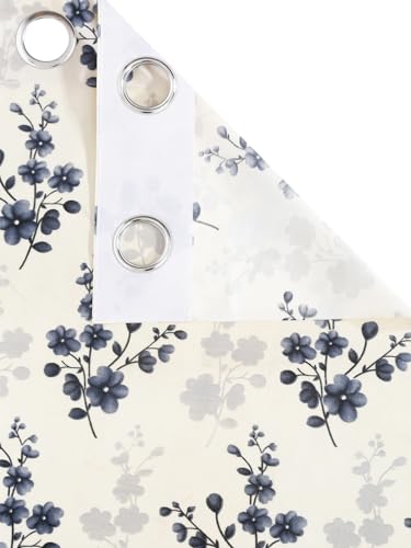 Image of Home Sizzler 2 Pieces Elegant Floral Printed Top with Solid Red Bottom Eyelet Polyester Curtains - 7 Feet Long, Grey