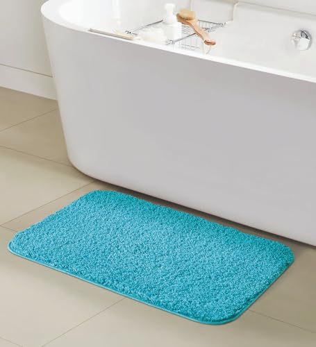 Image of Obsessions Ultra-Absorbent Quick-Dry Bath Mat | 1400 GSM Polyester | Soft, Non-Slip & Fast-Drying Bathroom Rug for Safety & Comfort | 40 x 60 cm | Teal
