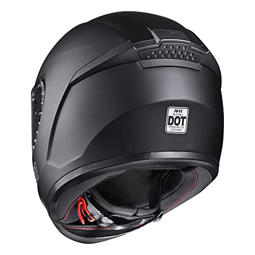 Ahr Full Face Motorcycle Helmet Lightweight Street Bike Helmet With Storage Bag Great Ventilation & Streamlined Design For Touring Racing, Run-F3 Dot Approved (Matte Black, Large) #TOP4