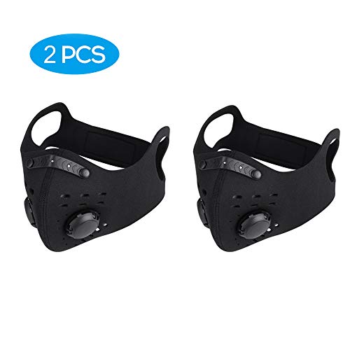 TOMSHOO 2pcsTraining Mask Breathing Mask With Activated Carbon Filter Black Dustproof Mask Elastic Activated Carbon Riding Mask Face Masks for Motorcycling Woodworking Cycling Running Bicycle