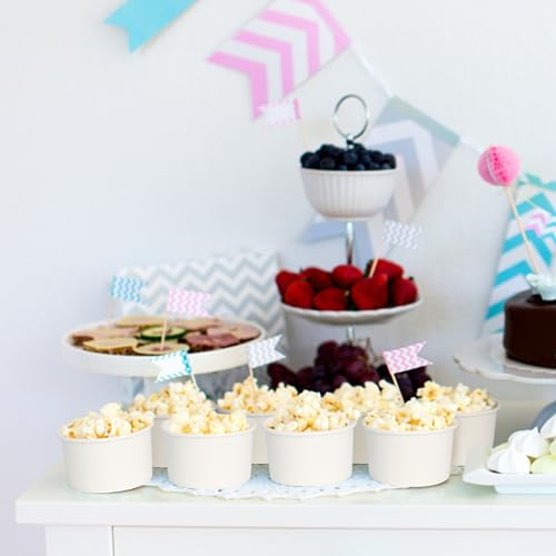 Image of ESSENTIAL Paper Ice Cream Cups with Lids, 120 Pcs 8oz Paper Snack Bowls