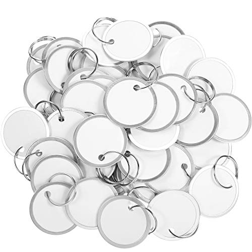 Metal Rim Tags Key Tags Round Paper Tags with Metal Rings for Car Keys and Door Keys (50 Pieces)