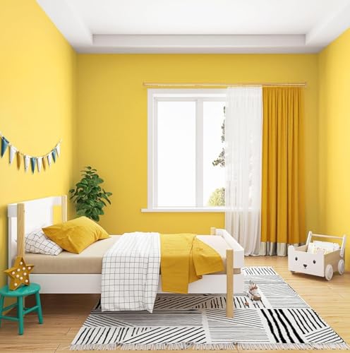 Image of ONETON Yellow Matte Self Adhesive Wallpaper Peel and Stick Wallpaper for Living Room Bedroom Table (YELO MATT WP, 12X50 inch)