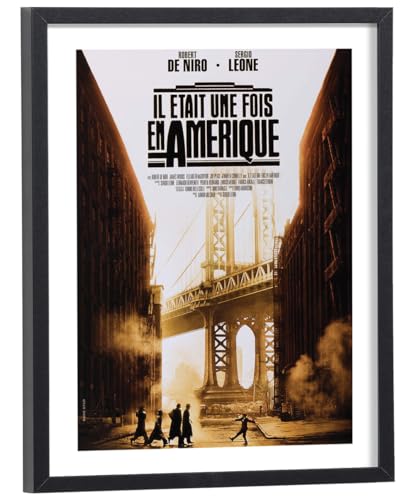 Générique Tableau Film Il était une fois en Amérique 30 x 40 cm avec cadre en bois noir inclus - Affiche cinema culte vintage