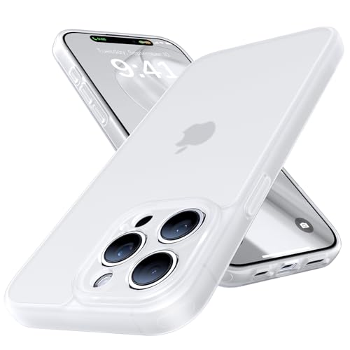 Shiiuou Shockproof for iPhone 15 Pro Max Case [Camera Protection] [Military-Grade Drop Protection] Protective Anti-Yellow Slim Translucent Skin-Friendly for iPhone 15 Pro Max Phone Case White