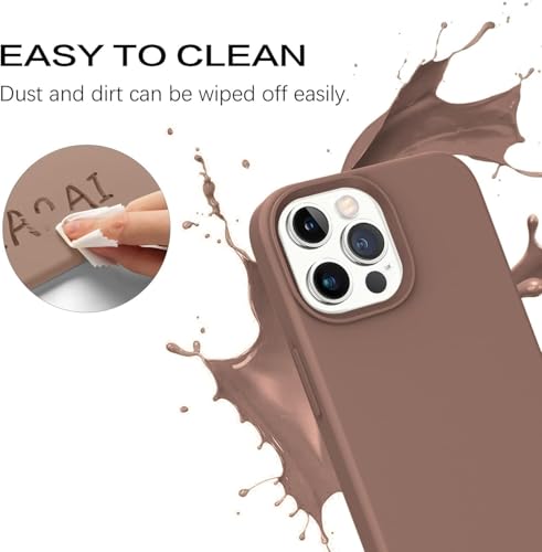 Image of DIZORO Microfiber Candy Case Compatible for iPhone 13 Pro 6.1 inch, Shockproof Slim Back Cover Liquid Silicone Case - Brown