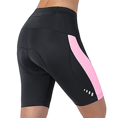 beroy Cycling Shorts Women 3D Gel Padded Breathable Bike Shorts with Pocket(Pink,XL)